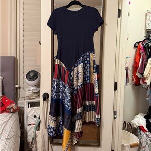 Free People Patchwork Navy Dress